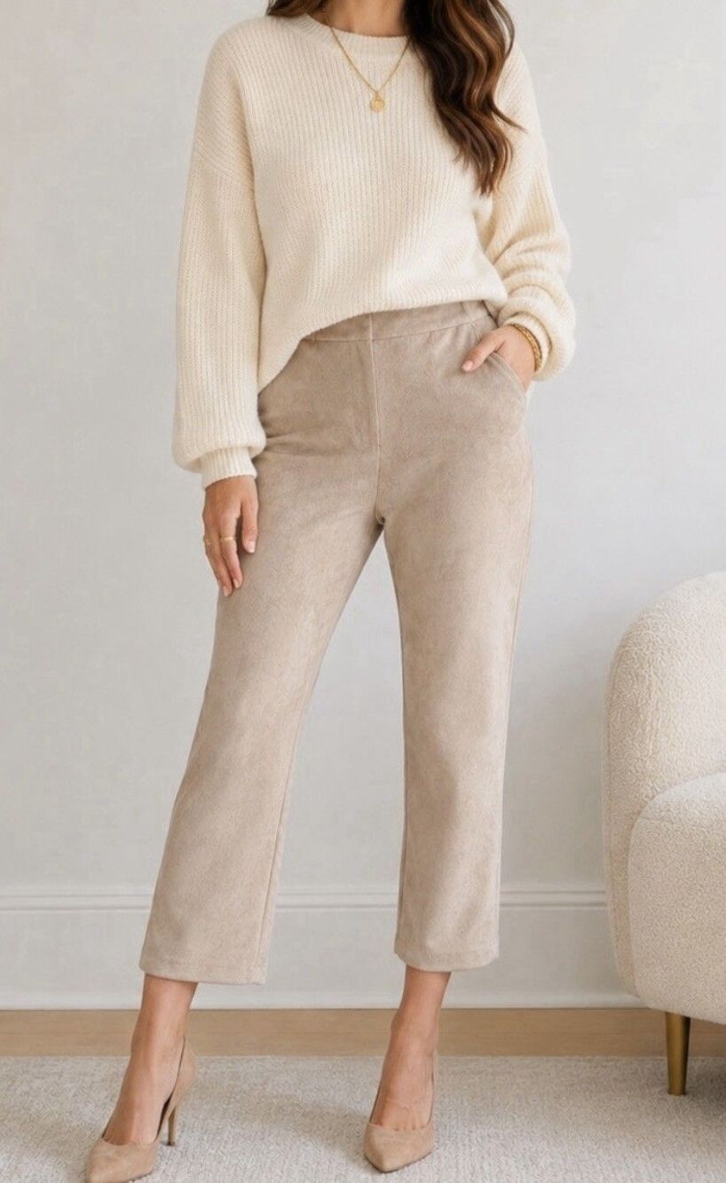 Tuckernuck Ashford Cream Faux Suede Women's Pants Size XL